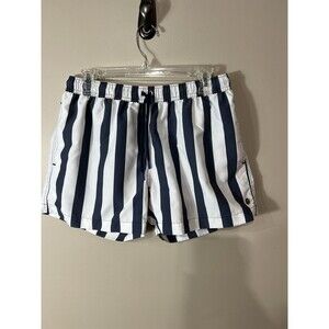Sunny Patoche Men Swim Shorts Lined Pockets Blue White Striped Size Large